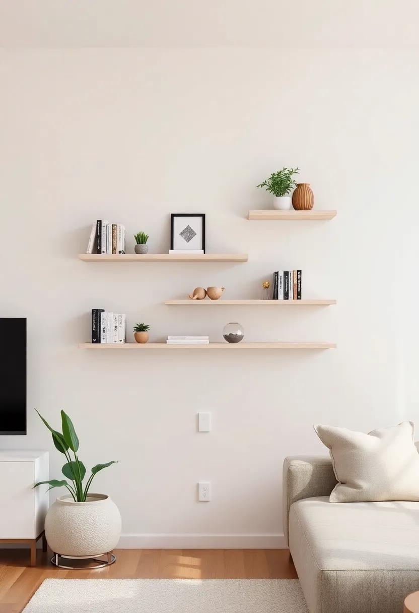 Utilize Vertical Space: Opt ⁣for wall-mounted shelves to keep⁢ the floor clear and⁢ display decor or books without taking up precious square footage