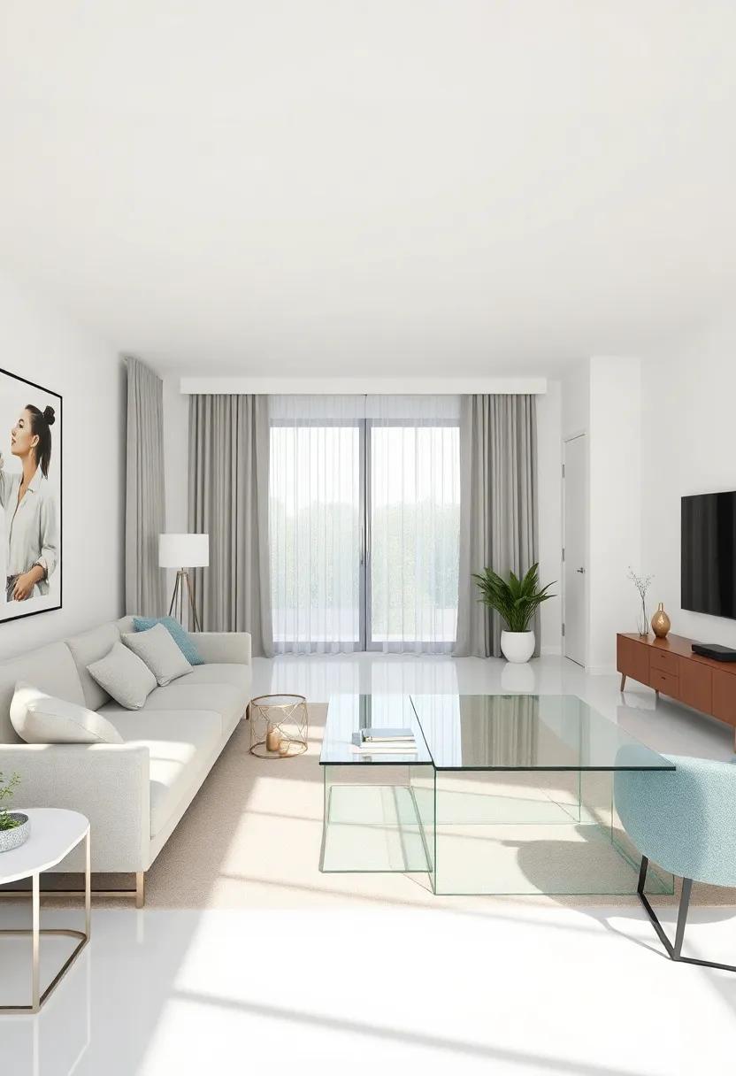 Go‌ for Glass Elements: Incorporate ‌glass tables or accents to give an airy ⁢feel while visually ⁣reducing weight in the ​space