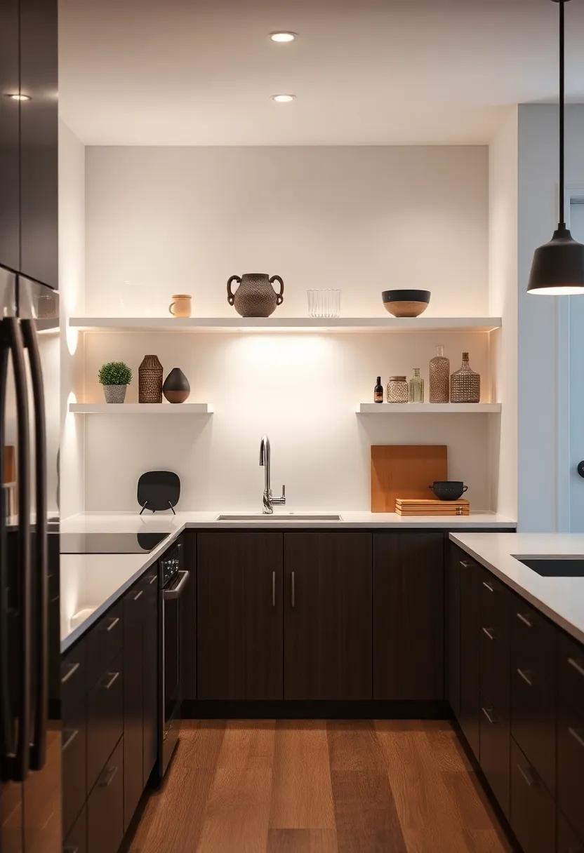 Highlight Open Shelving: Add LED strips to your open shelves to draw attention to decorative items and ensure visibility
