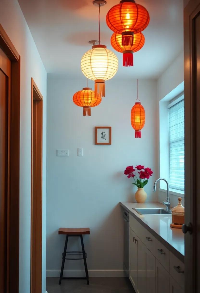 Use Asian Lanterns for a Cozy Feel: Hang colorful paper or fabric lanterns for soft yet vibrant lighting that adds cultural flair