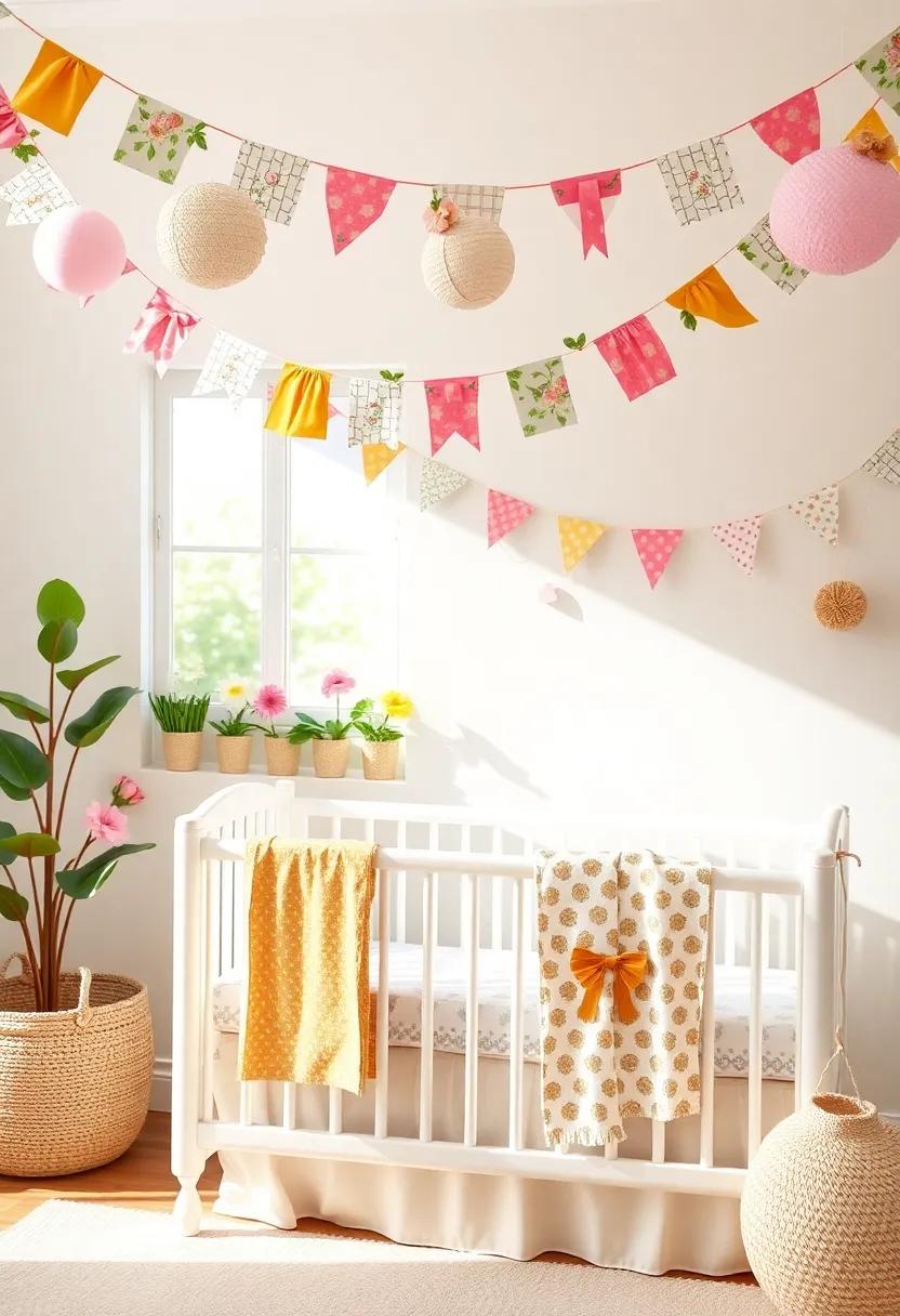 adorable‍ Bunting‍ And Garlands Made From vibrant Fabrics To Uplift The Nursery Space