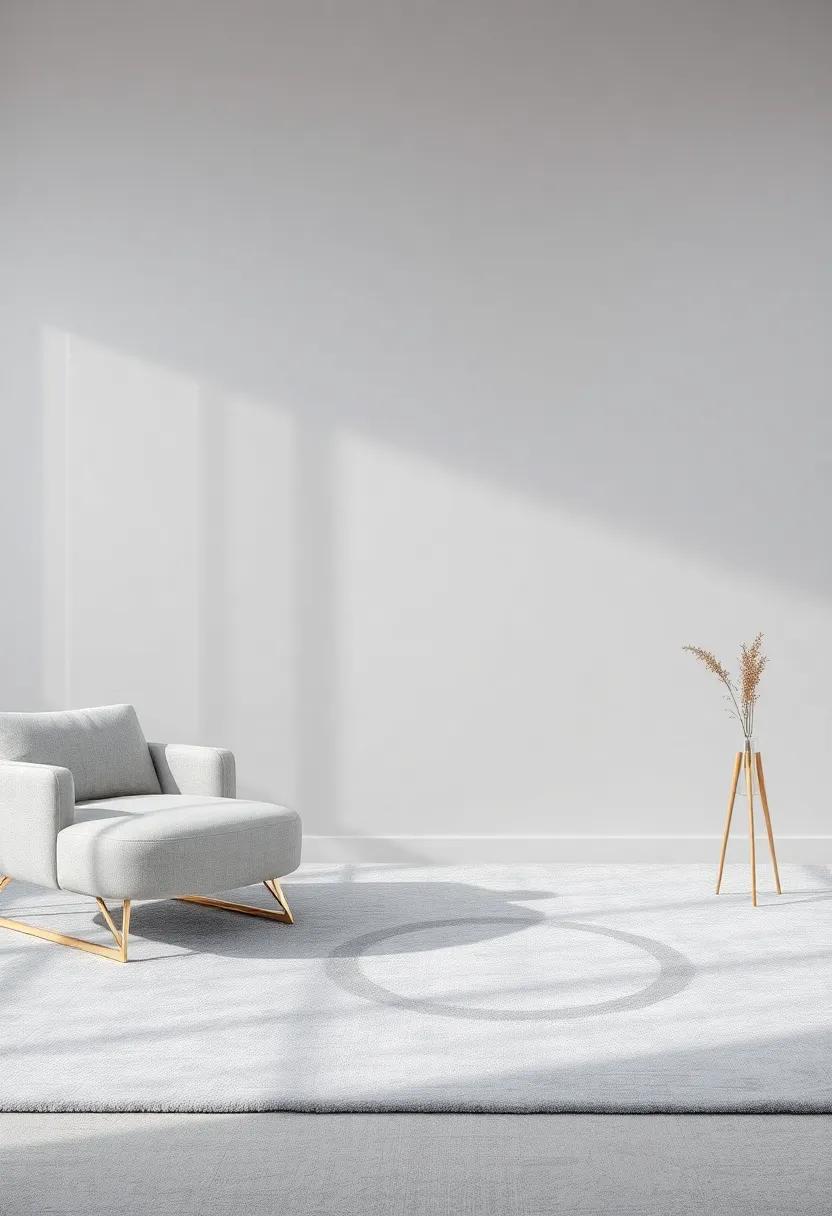 Chic Gray Rugs: Invest in a soft gray area rug to anchor your space, providing a cozy foundation that enhances both gray and gold​ tones