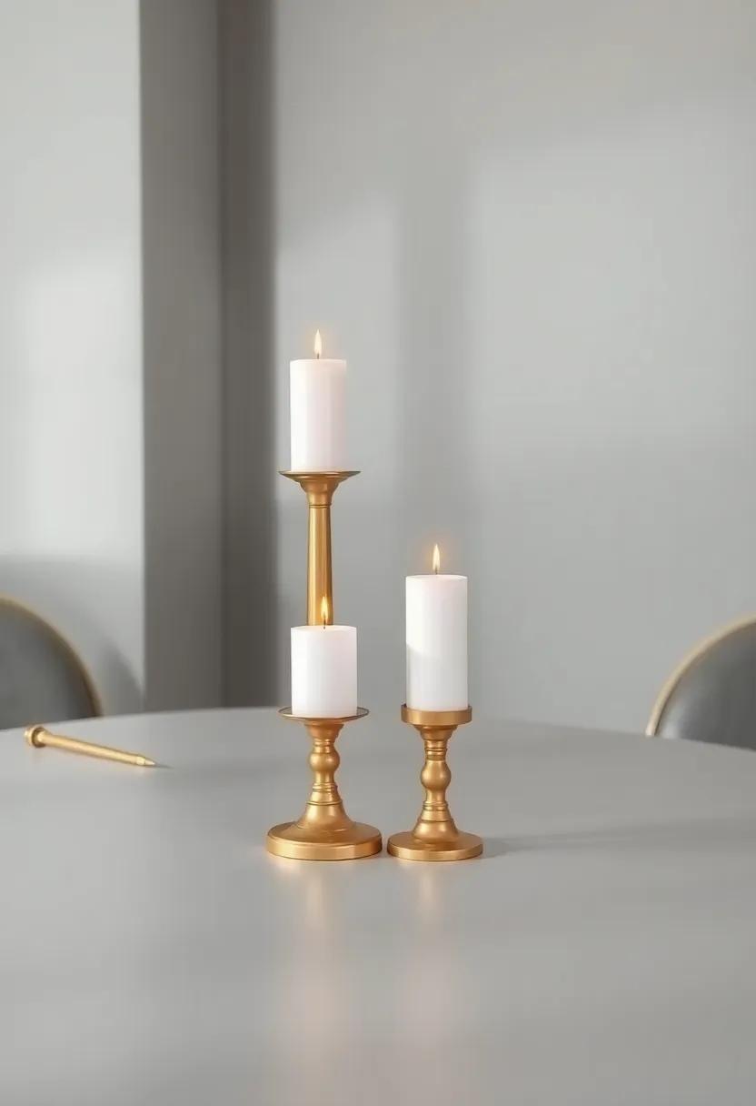Gold Candlesticks: Use gold ⁣candlesticks or candle holders on gray tables⁢ to create a warm​ and intimate atmosphere during gatherings