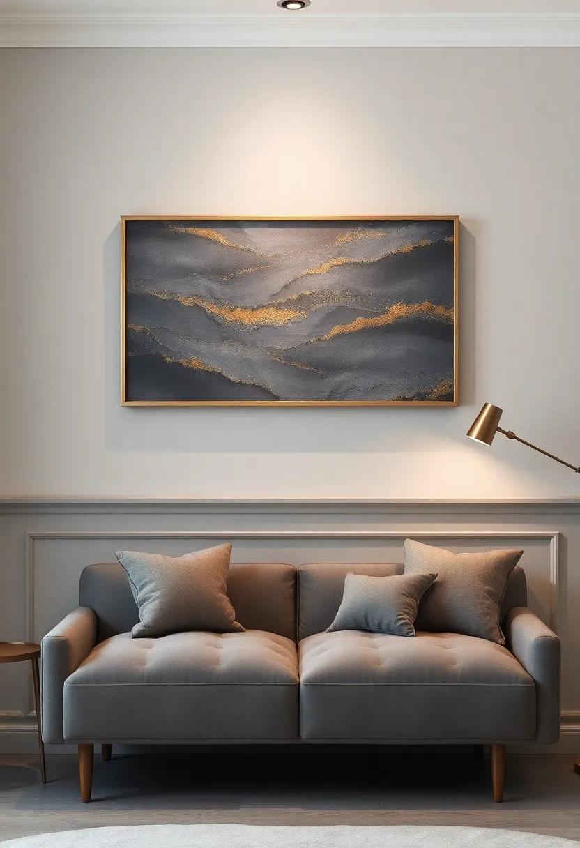 Metallic Gold ⁢Art: Hang framed​ artwork or prints with gold detailing on​ gray walls to create a focal point that marries the two colors artfully