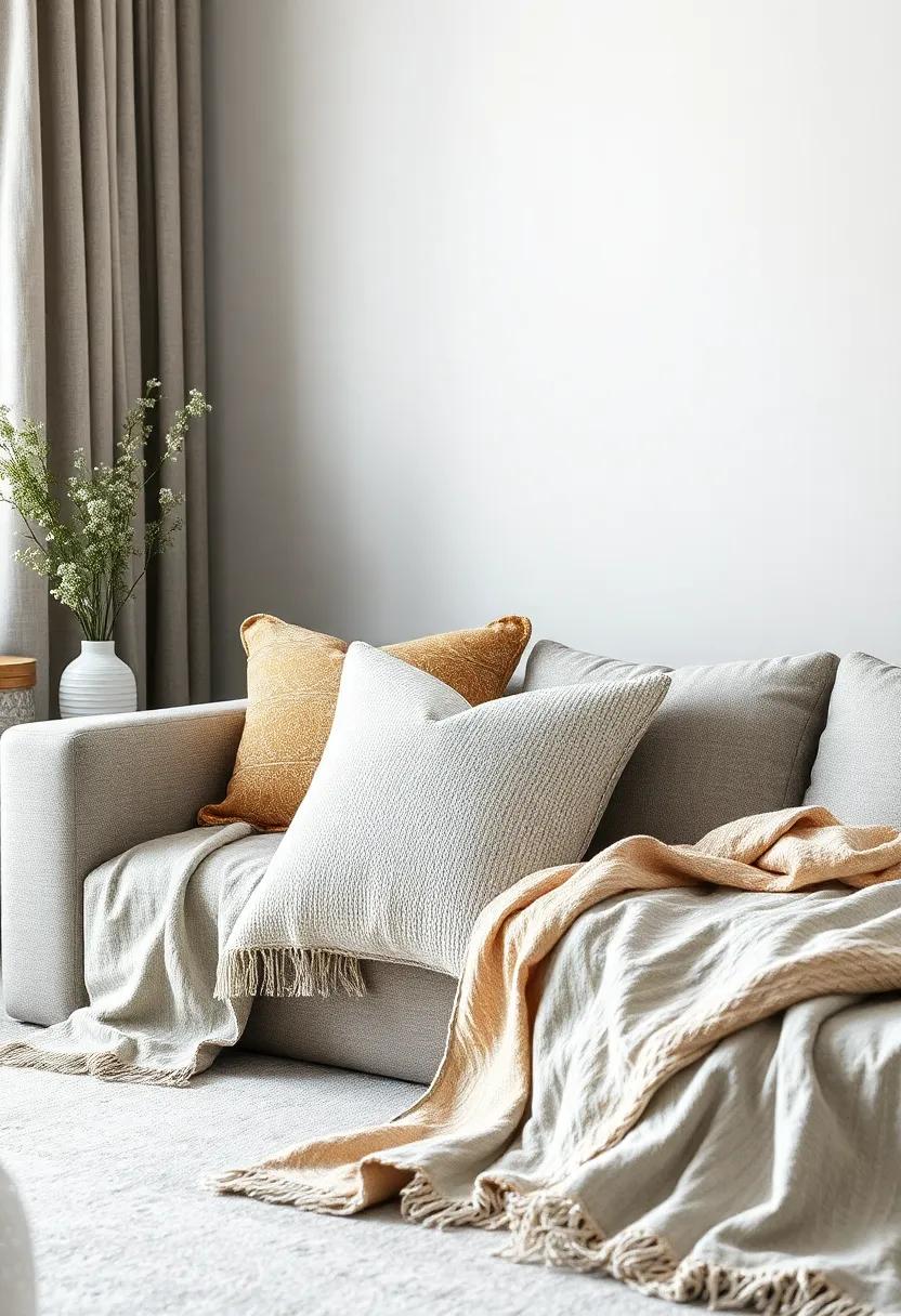 Layered ​Textiles: Mix gray‍ and⁤ gold textiles in throw ⁢pillows and blankets ‍to add depth and comfort to your seating areas