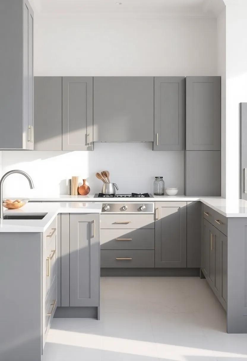 Elevate Your Kitchen Aesthetic with Gray Cabinets and White⁢ Countertops