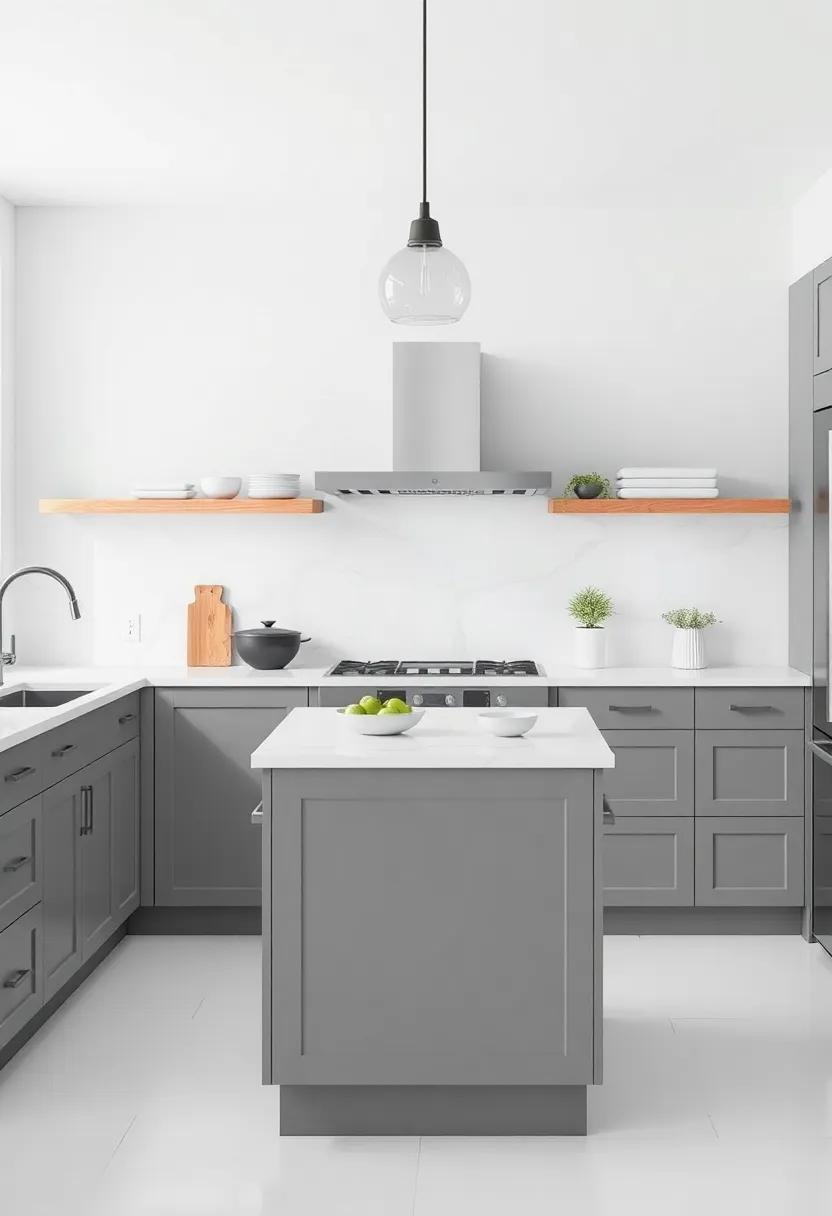 Creating Contrast ‌with Accessories in a Gray and White Kitchen