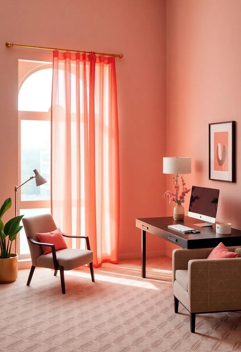 Coral Curtains: Frame your ‌windows with sheer coral curtains that‍ allow ​light while providing ⁢a touch⁤ of warmth