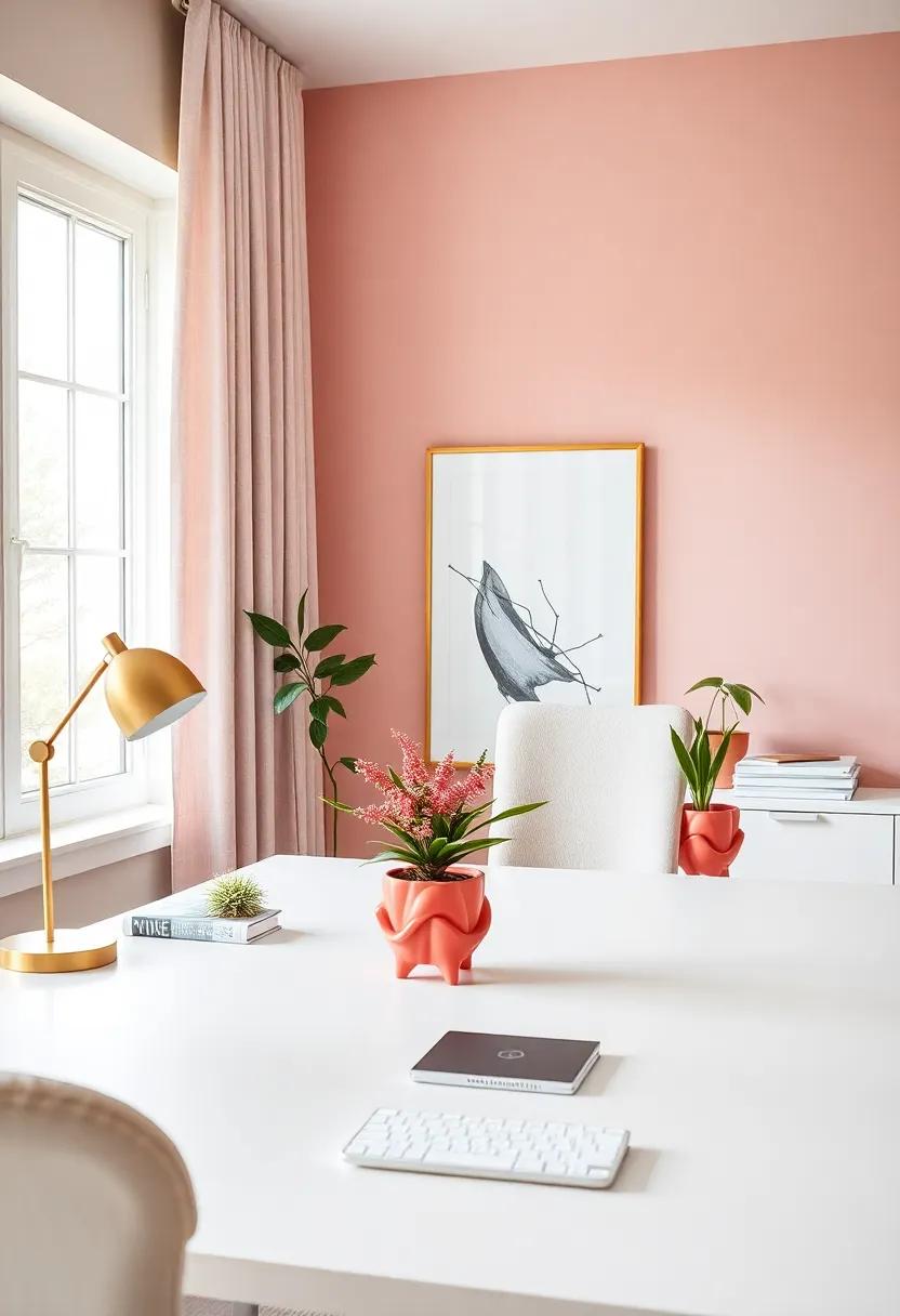 Coral ⁢Desk Plants: Integrate small‍ desk plants in coral pots to ‍bring freshness ⁣and a ⁣pop⁢ of color