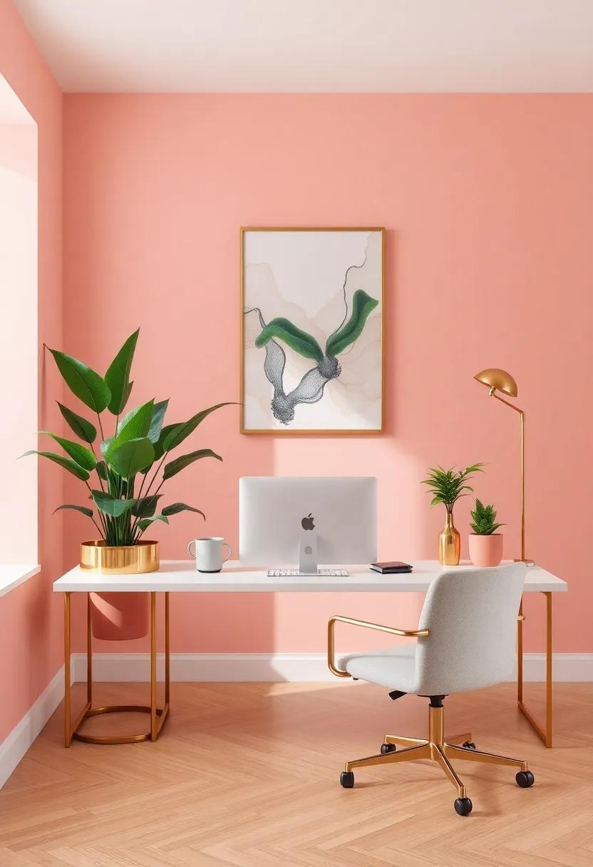 Coral Greenery: Incorporate coral-hued planters to highlight green plants and bring life​ to your ⁢workspace