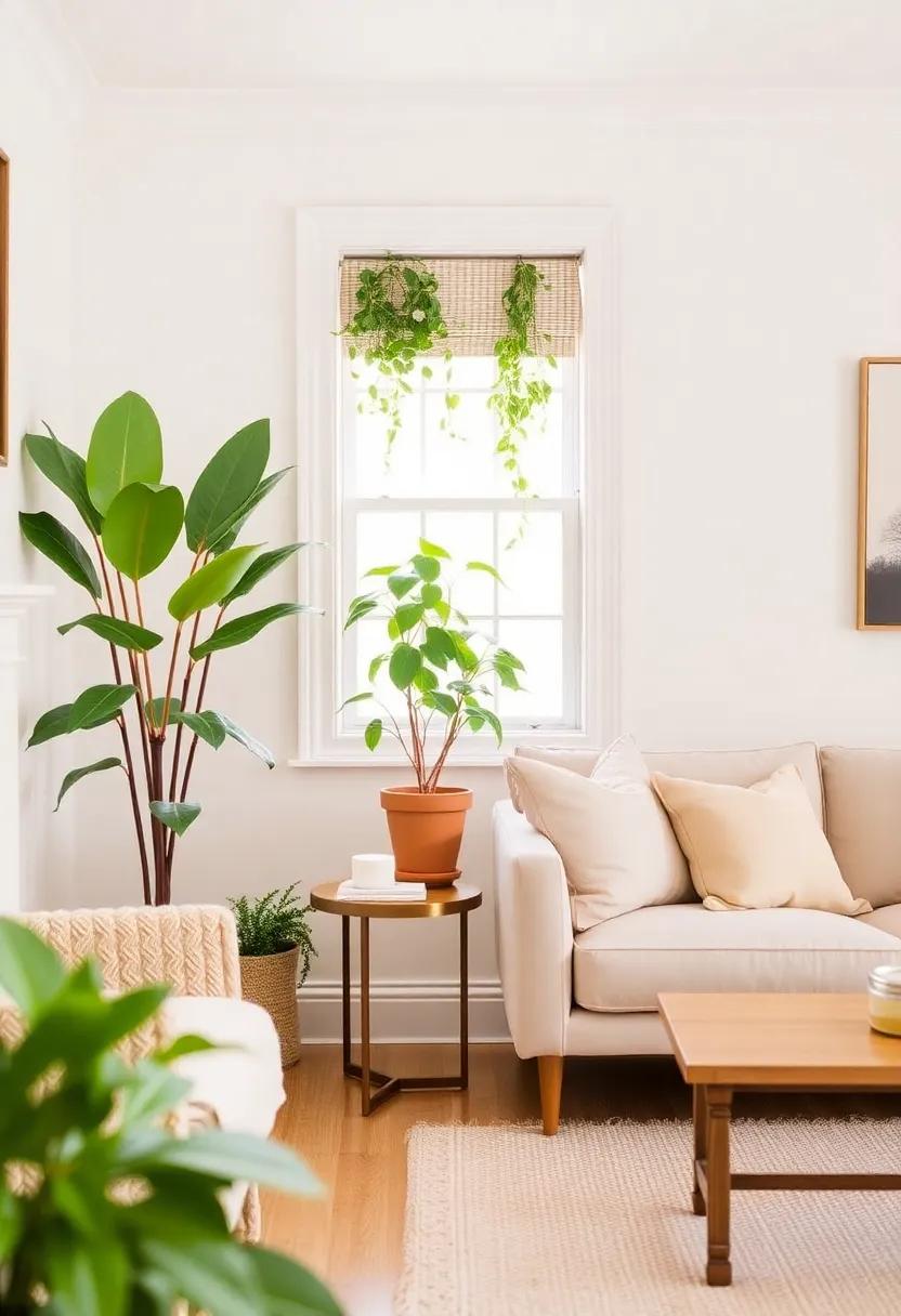 Incorporating ‌Greenery: The Freshness⁣ of Plants Against Neutral Backdrops