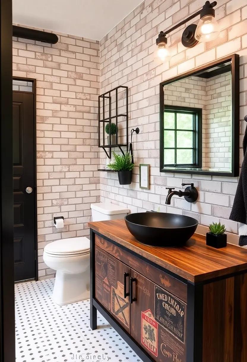 3) Vintage Touches: Blend industrial charm with vintage‍ elements, such as ‍a reclaimed wood vanity topped with a matte⁤ black sink, creating a unique focal point in⁤ the bathroom