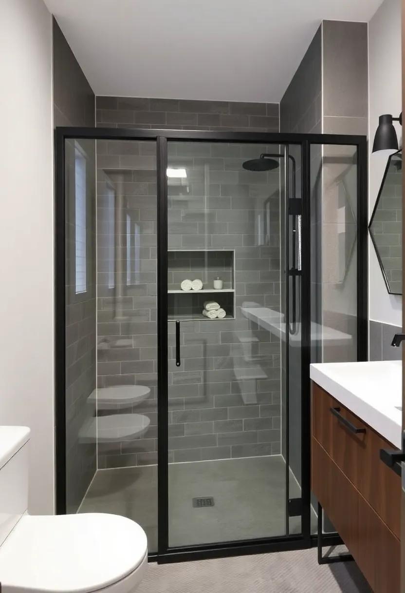 15) Glass and ⁣Metal Fusion: Integrate​ matte black‍ metal frames with glass shower enclosures for a clean, modern look that maintains⁣ an open and airy ⁤bathroom environment