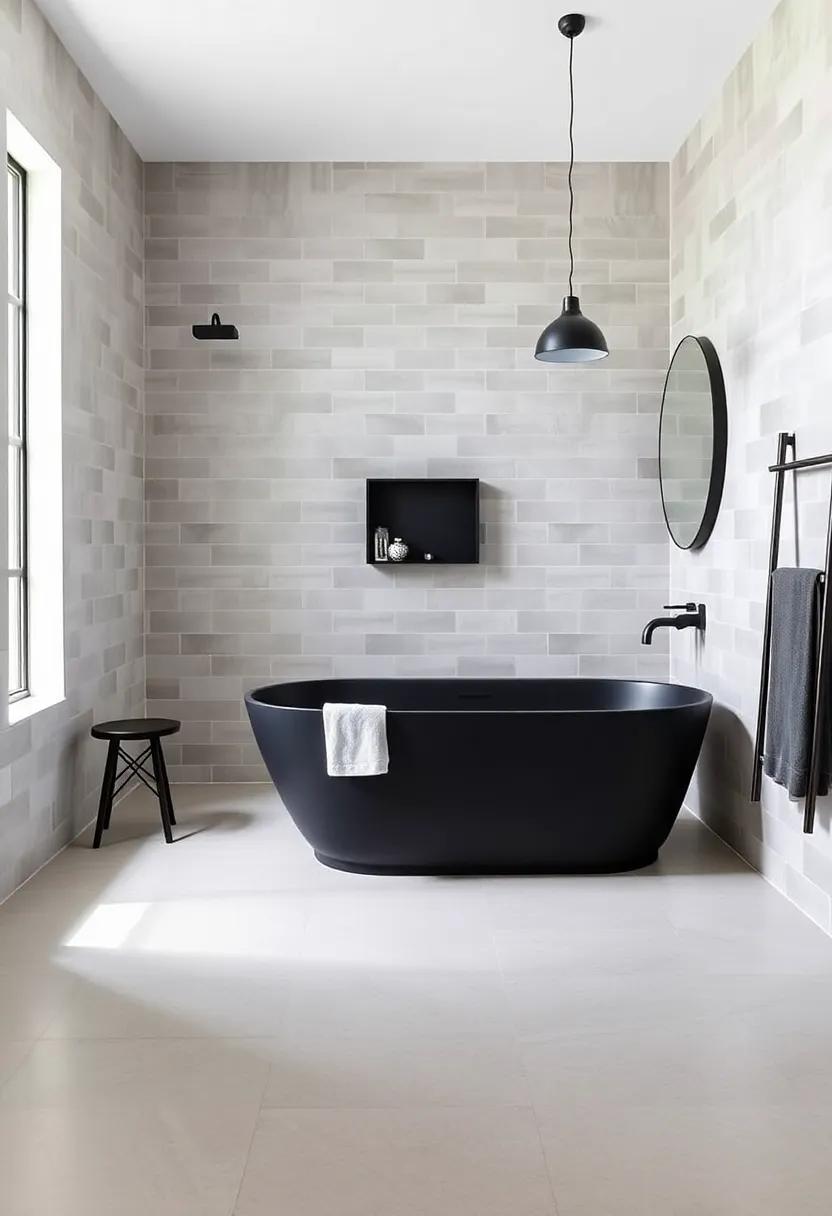 2)⁣ Sleek Minimalism: opt for a ⁤matte ⁤black freestanding bathtub against a backdrop of neutral tiles,allowing ⁢the simplicity of⁤ the⁤ design to shine through while adding a touch of luxury