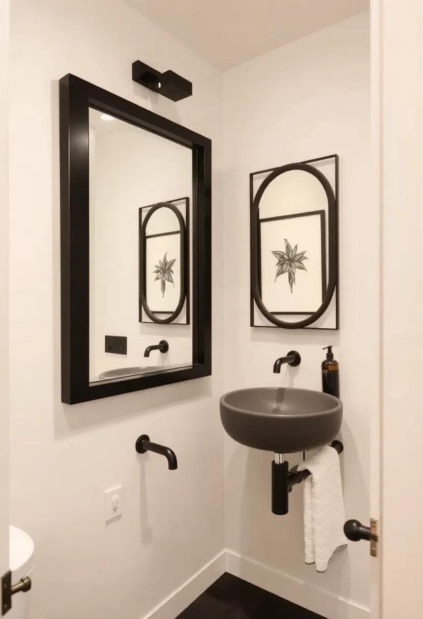 11) Artistic Elements: Utilize‍ matte black framed art or​ mirrors to serve ⁣as stunning wall ⁢pieces that add‌ an artistic flair to ⁣your industrial bathroom