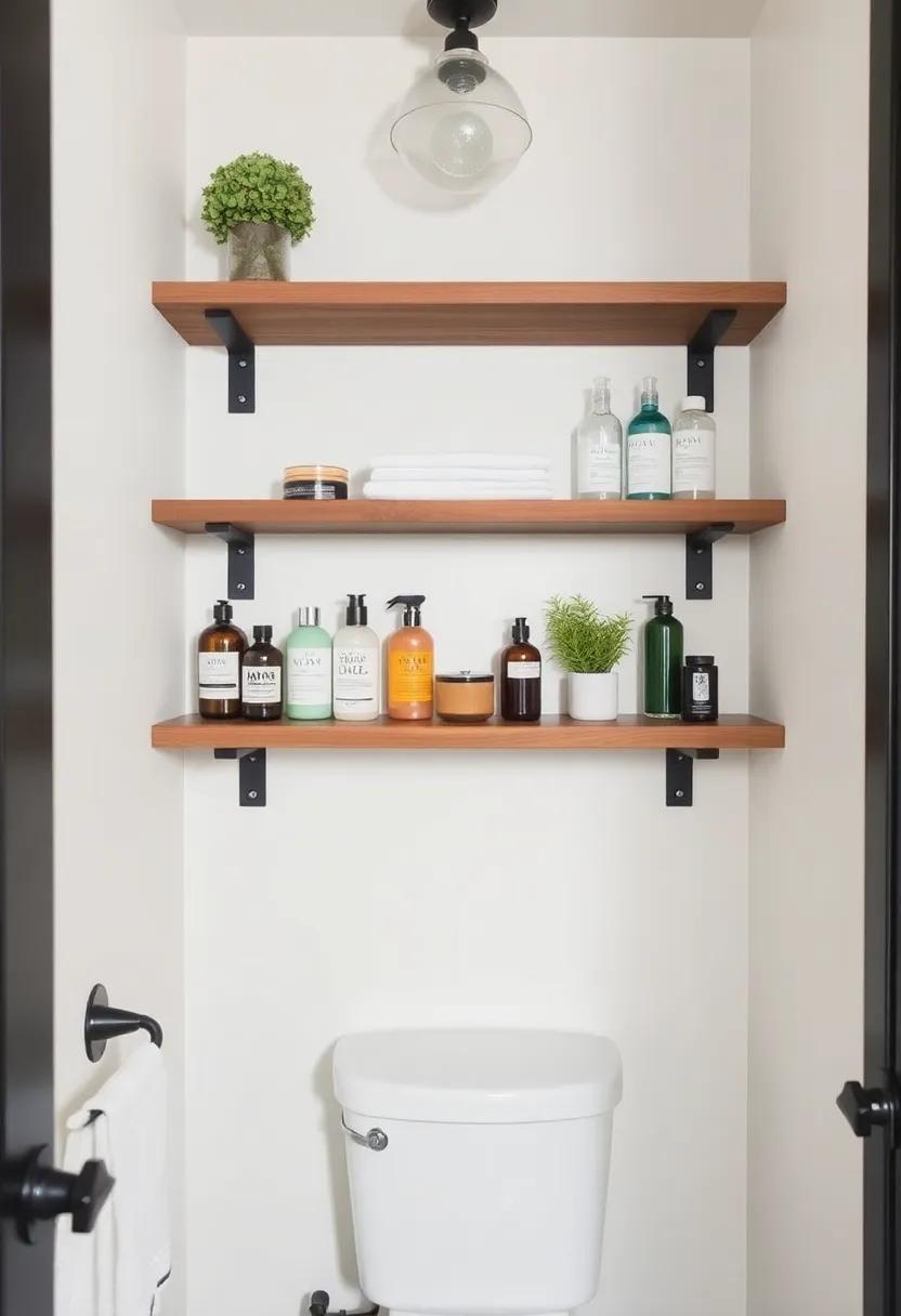 6) Creative Storage‌ Solutions: Use⁣ open ​shelving made from reclaimed wood and matte black ‍brackets to display toiletries​ and decorative items, maintaining an uncluttered, airy feel