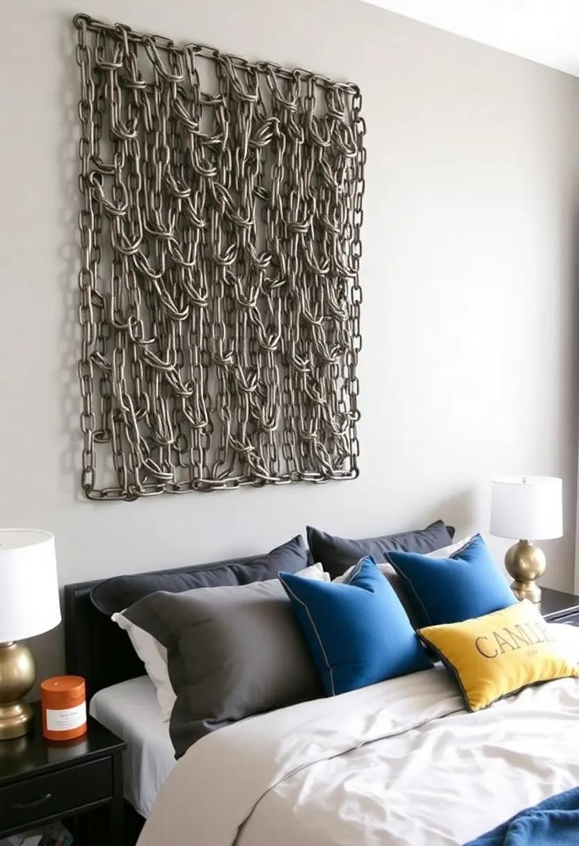 Chain ‍Link Wall‍ Sculpture:‍ Create ⁢a dynamic wall sculpture using chain links, bringing in ‍texture and an⁣ unexpected artistic element