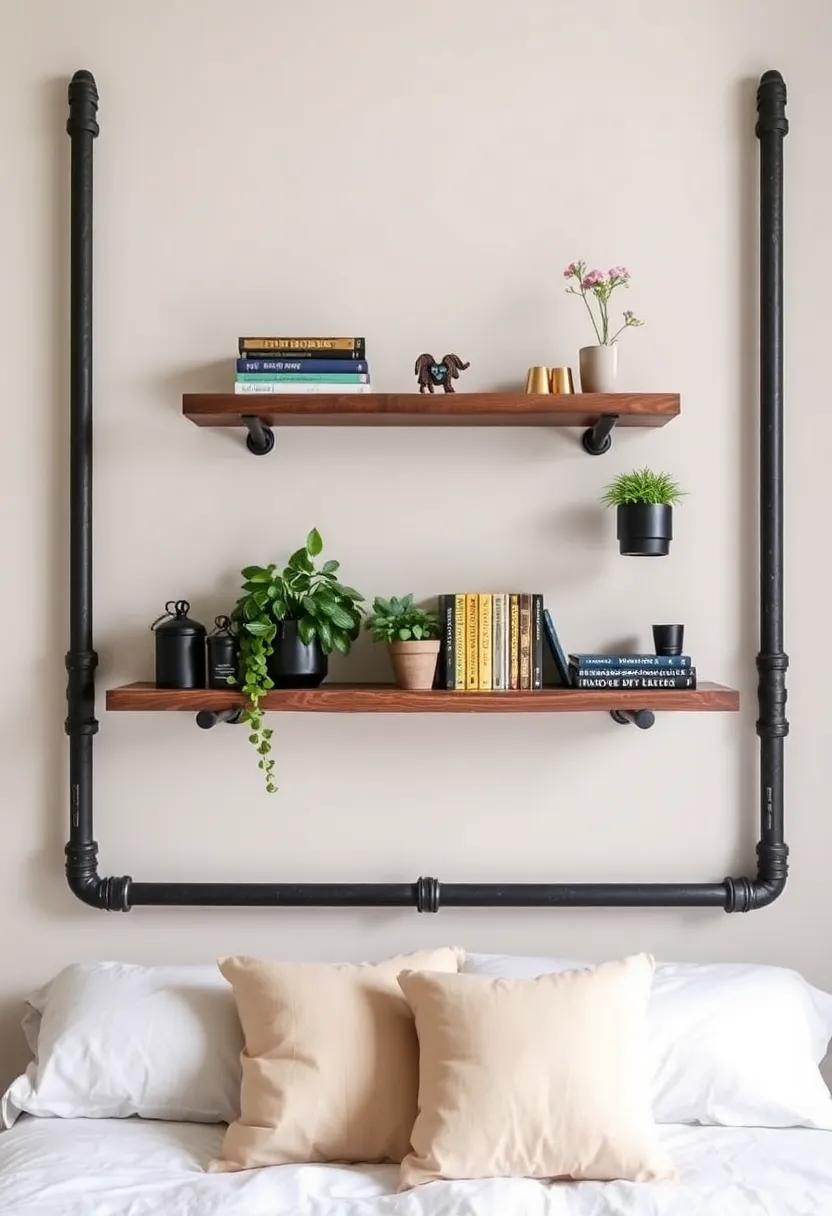 Industrial Pipe Shelving: Install shelves made from industrial pipes and reclaimed wood to display books, plants, or collectibles while ​enhancing the‌ raw aesthetic of your bedroom