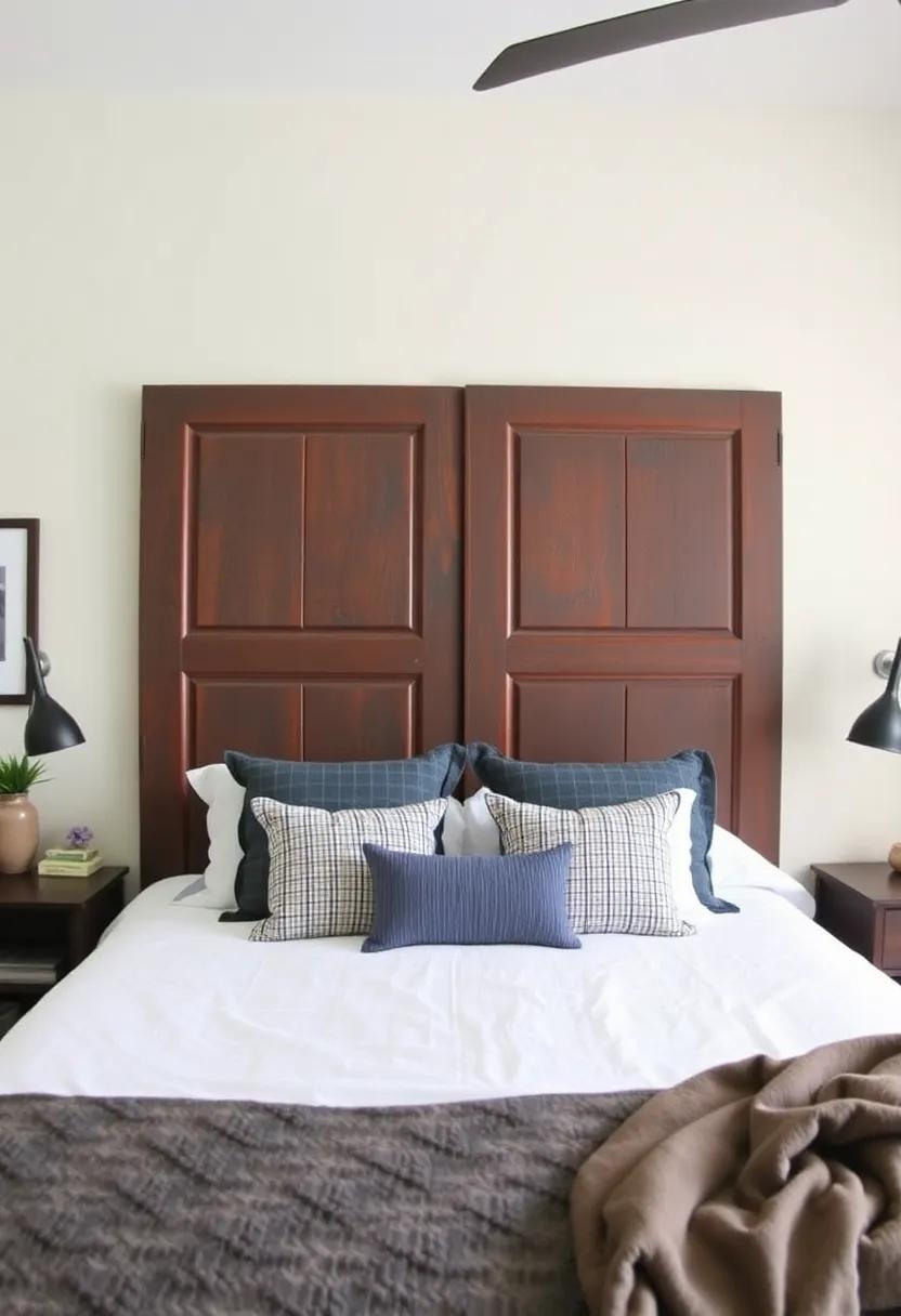 Old Door headboard:​ Repurpose⁢ an old door as a unique headboard that serves as both a focal point and a piece of⁢ architectural history in your bedroom