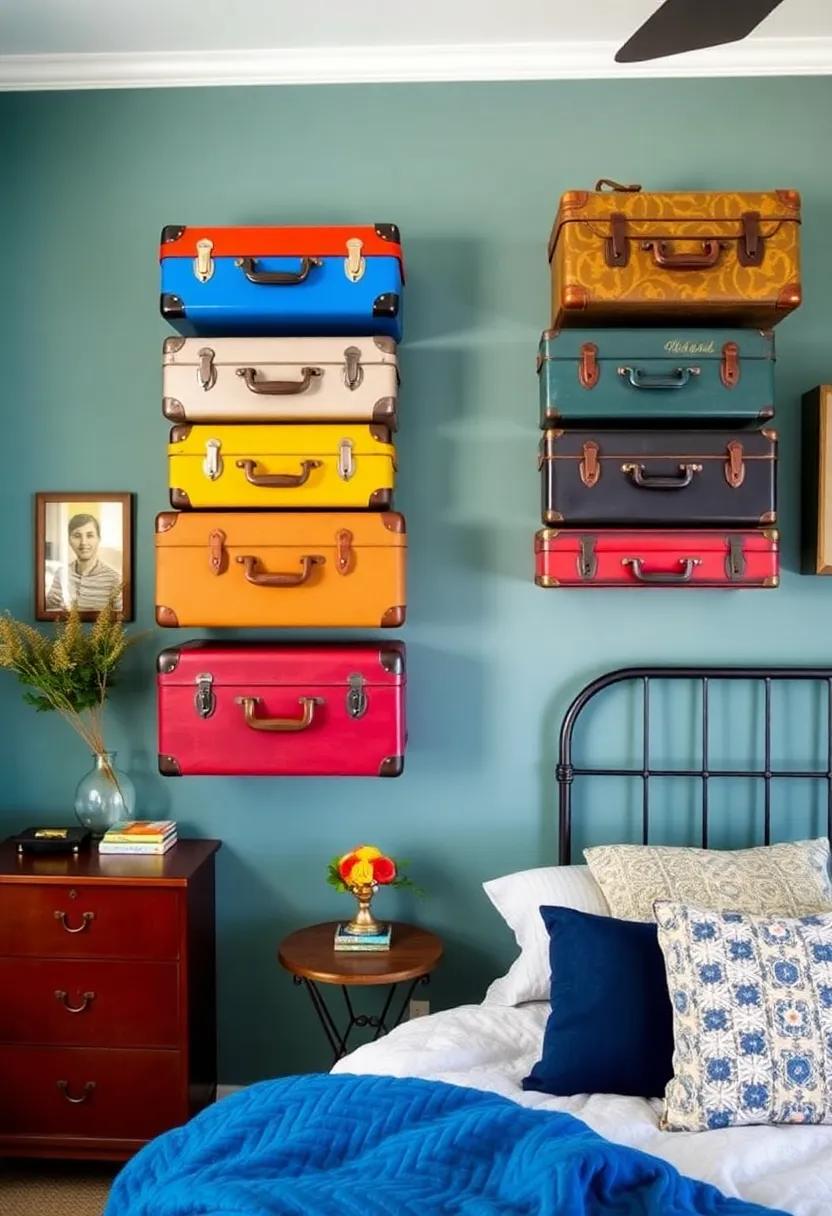 Vintage Suitcase Display: Mount colorful ​vintage suitcases on the wall as quirky storage⁤ solutions that double ⁤as ‌decor, adding both nostalgia and character