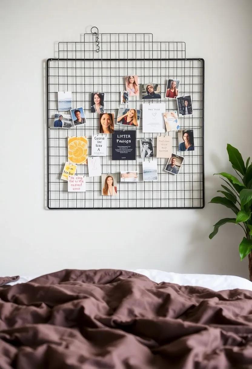 Wire Grid panel: ‌hang a ⁢wire grid panel for ⁤a versatile‍ display ⁣spot where you can clip art, postcards, or inspirational quotes, embracing both style and function