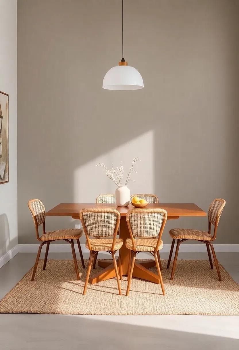 The Eco-Chic Jute Woven Area Rug: Elevate your dining decor with this sustainably sourced, handwoven jute rug that adds an earthy charm to your space while being gentle on the environment