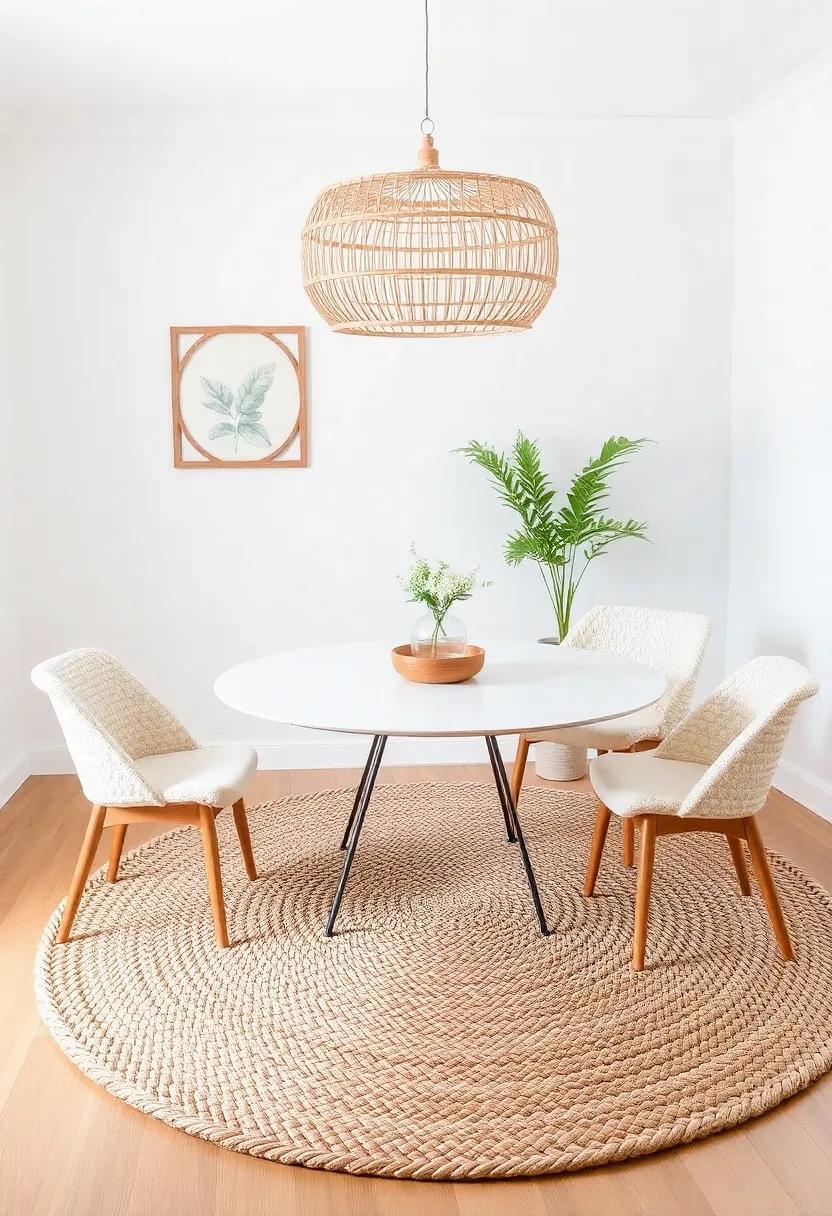 Natural Fiber Braided Round Rug: A playful take on tradition,this braided round rug combines style and functionality,making it the perfect anchor for your dining set