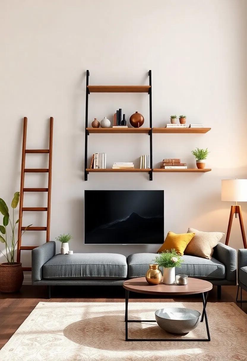 Creating A ‌Dynamic ‌Focal Point With Statement Ladder shelves