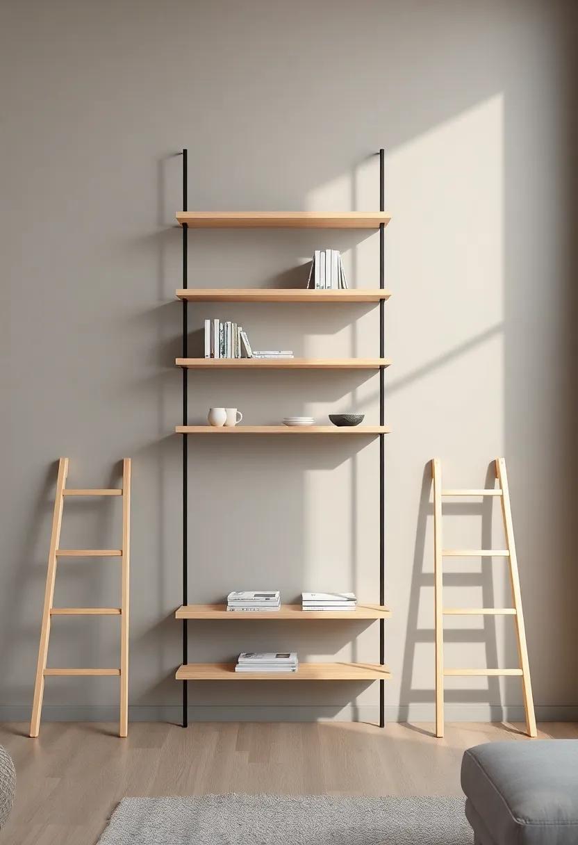 Elevating‌ Minimalist Designs With ‌Sleek Ladder Shelf Structures