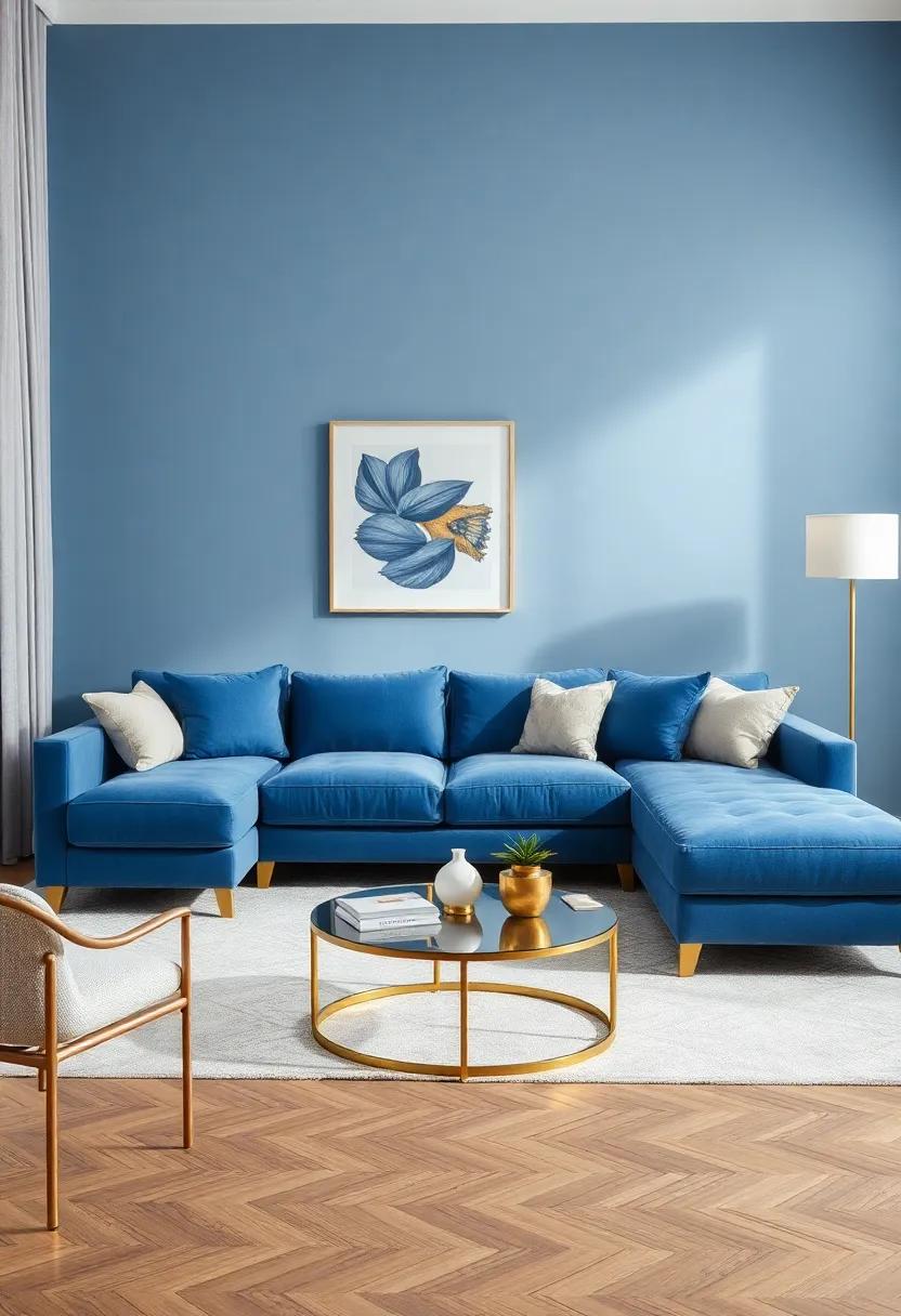 Accent with Metallics: Introduce gold ⁢or silver ⁢accents through decor and lamp fixtures to add an elegant touch that complements your blue⁤ sofa