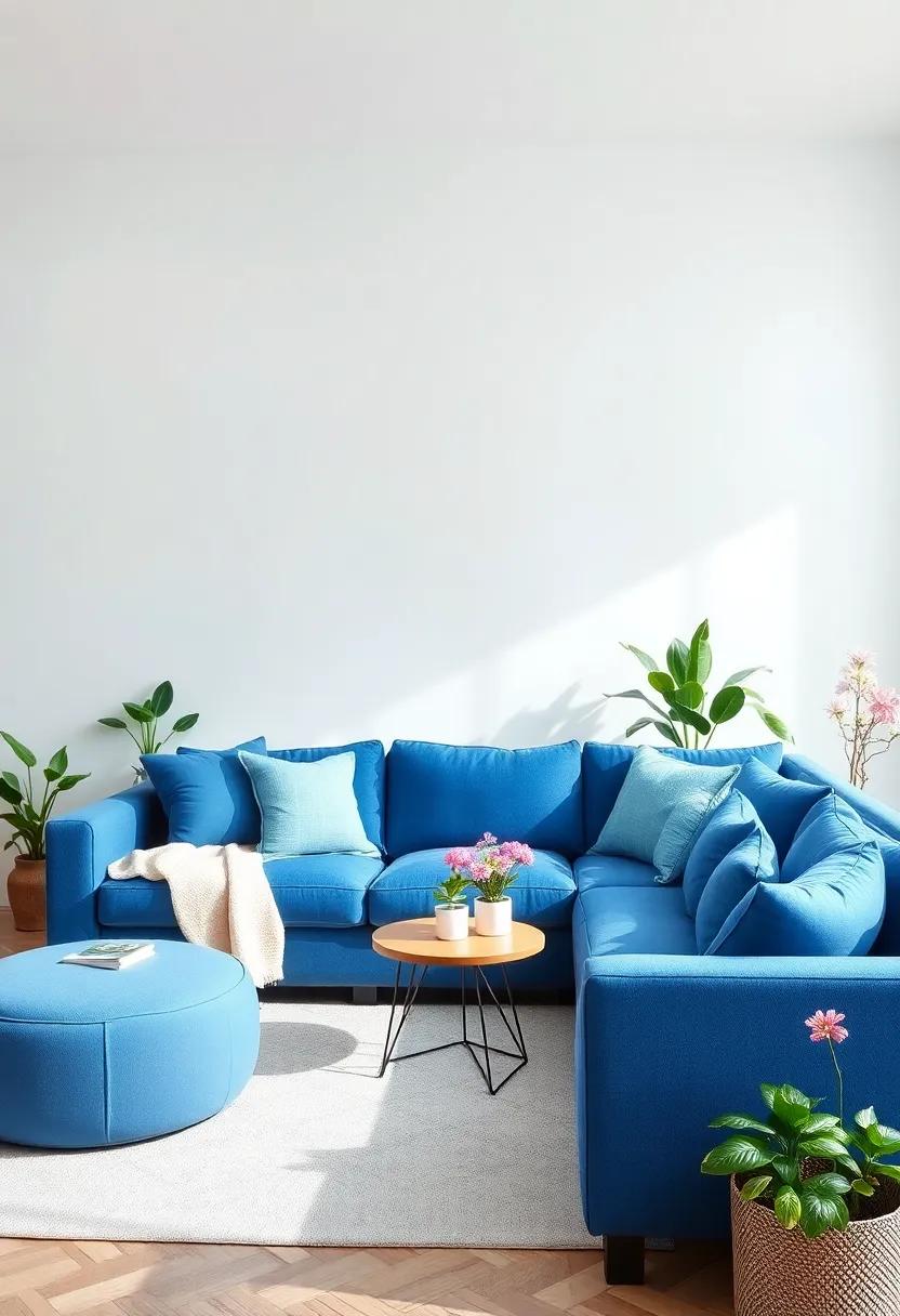 Bring in ⁢Greenery: Incorporate potted plants or​ fresh flowers to add a touch of nature that enhances the serene vibe of your​ blue ​sofa