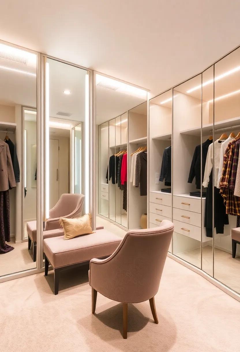 Luxurious Dressing Rooms: ⁣Elevate your wardrobe concept⁤ to a dressing‍ room ‍experience,featuring ‍a full-length mirror,seating,and‌ personalized lighting for a glamorous⁣ touch