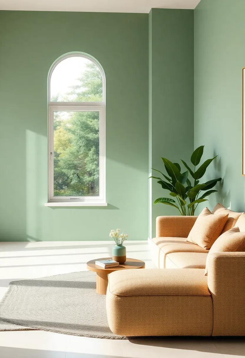let in natural light by keeping windows unobstructed,⁢ allowing your serene green and beige decor to shine and create a spacious feel