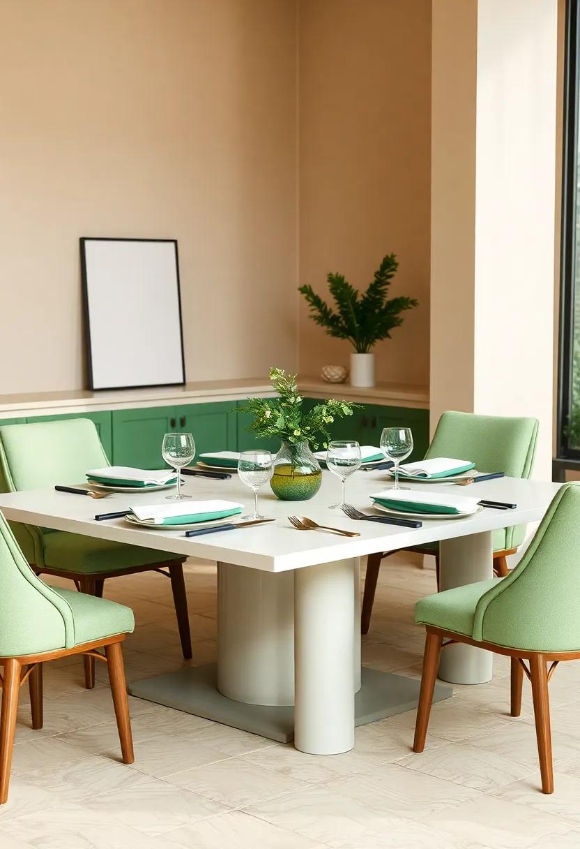 Arrange neutral table settings with green ​accents for laid-back​ elegance during dining gatherings, creating a⁤ harmonious atmosphere