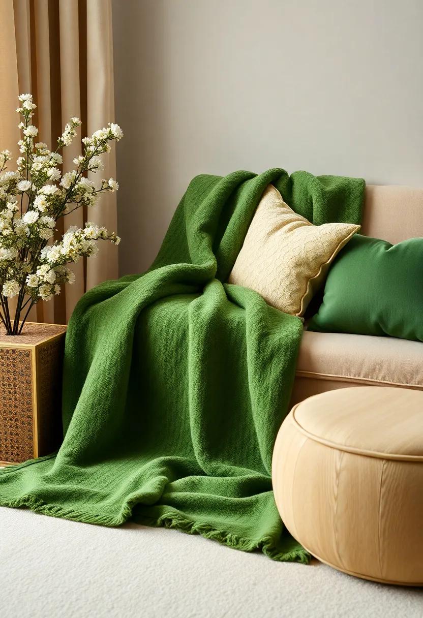 Introduce ​calming green decorative throws to your seating areas, perfect for cozy evenings while maintaining a refined ‍look