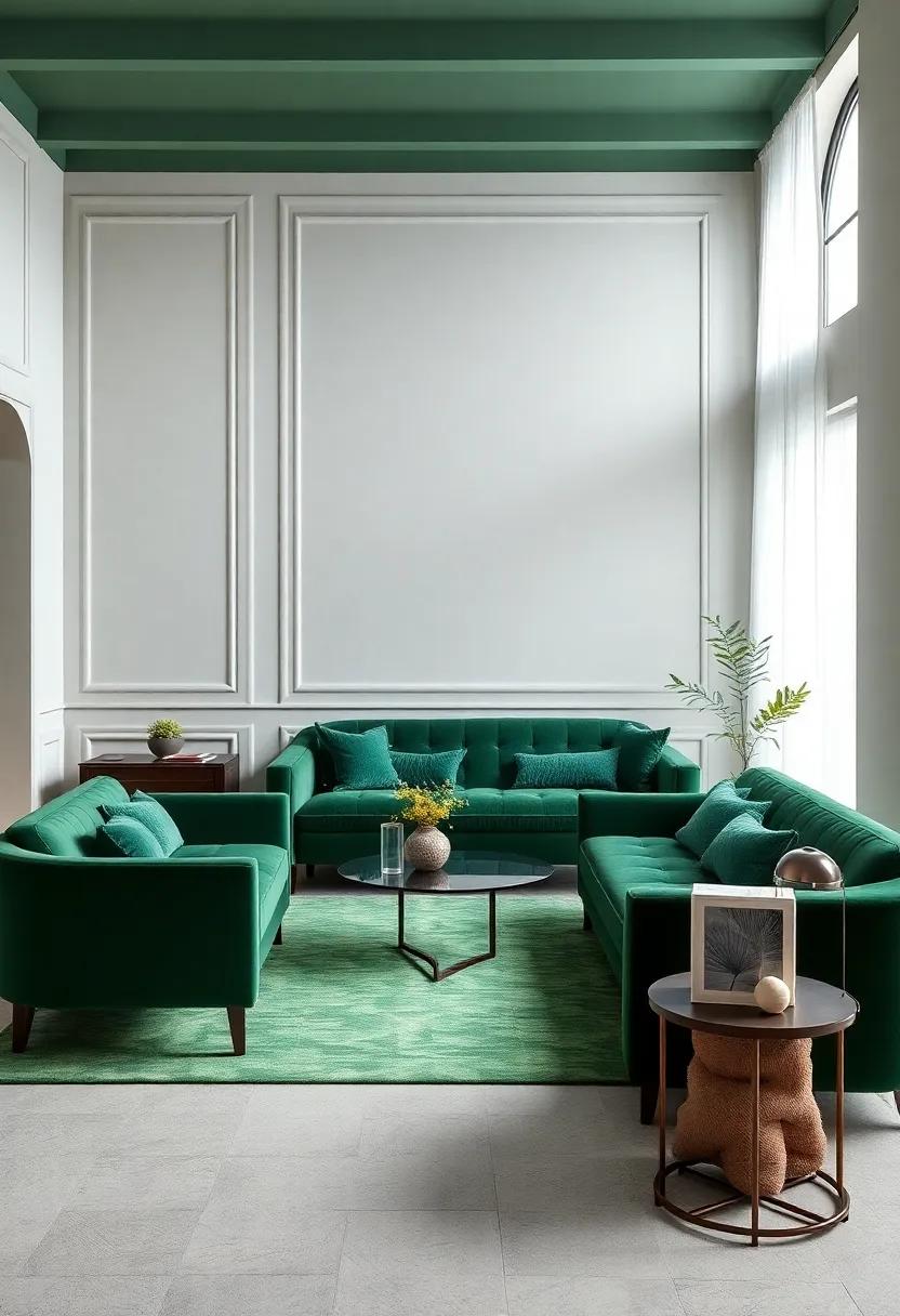 Integrating Green Velvet Furniture ‌in Minimalist aesthetics with Flair