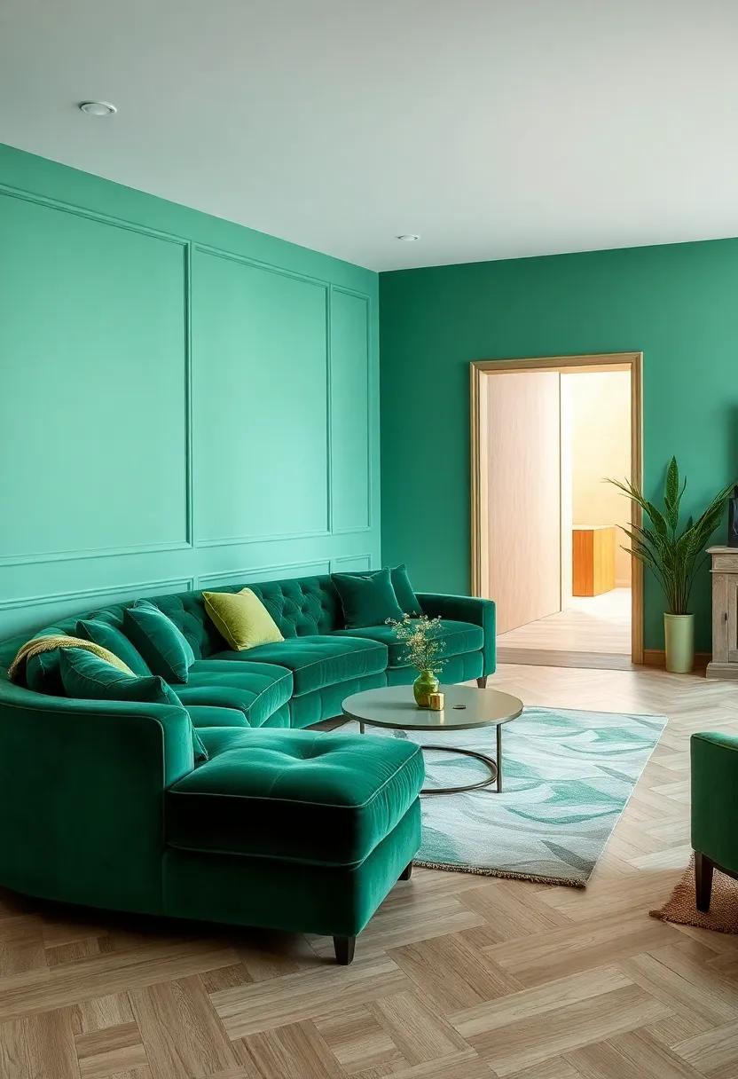 Statement Pieces: The Impact of Green ‌Velvet⁣ Sofas in Open Spaces