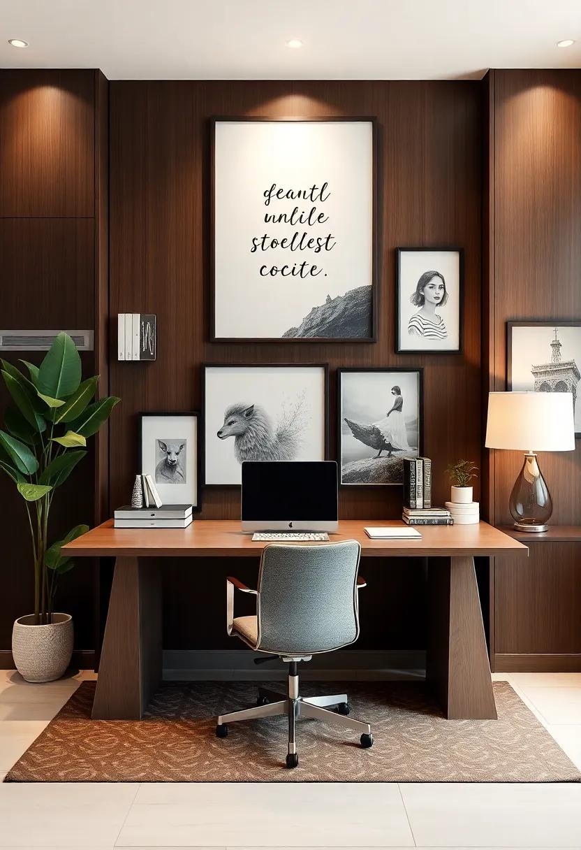 Design an Inspirational Wall: Dedicate a section of your office to showcase inspiring artwork,quotes,or photographs that motivate you. This personal touch can serve as a daily reminder of your goals and aspirations