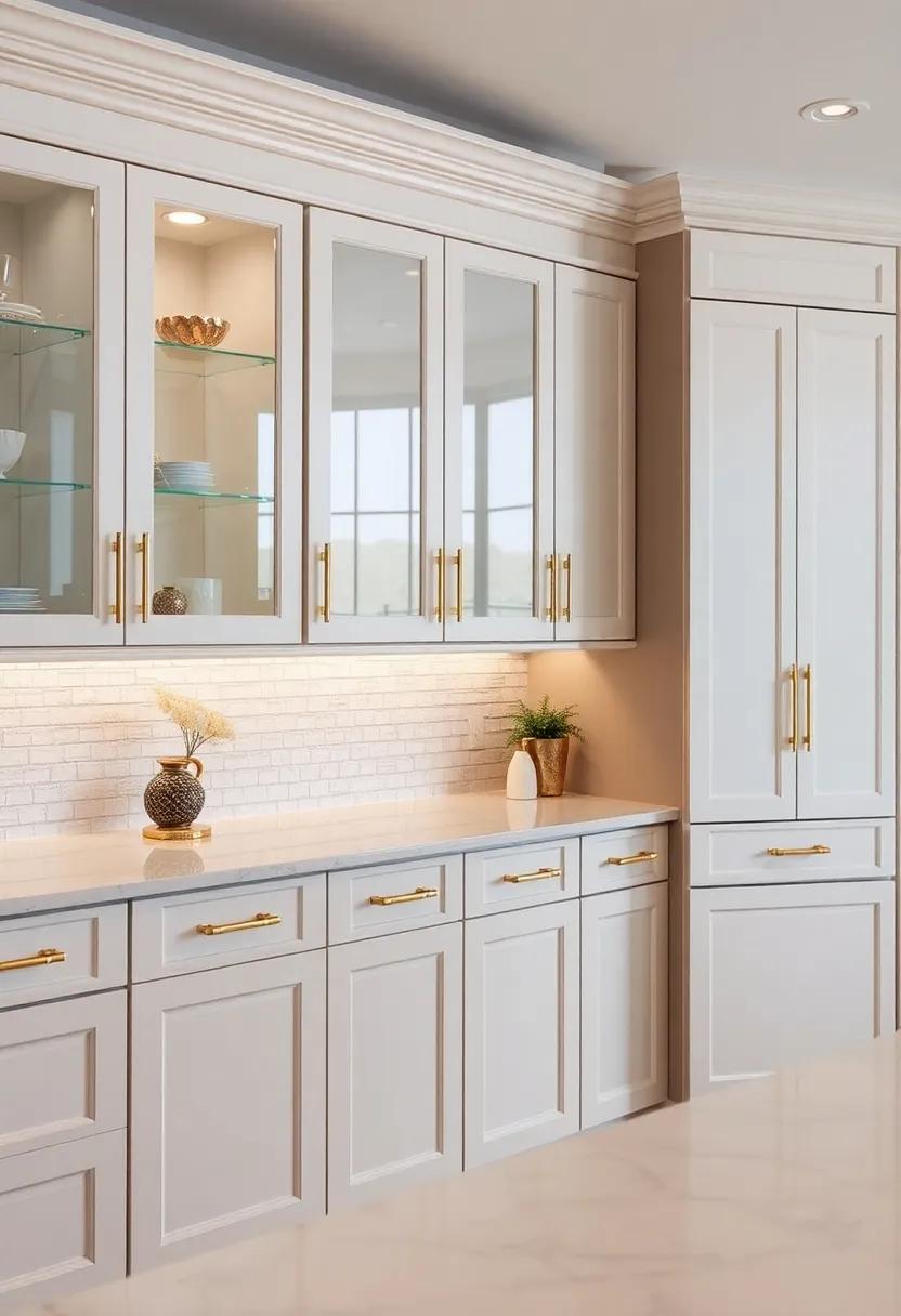 Luxurious ⁣Handles: Elevate the​ look of your glass-front cabinets‌ with ⁢ornate gold or ‌brushed nickel handles that add ⁣a touch of opulence