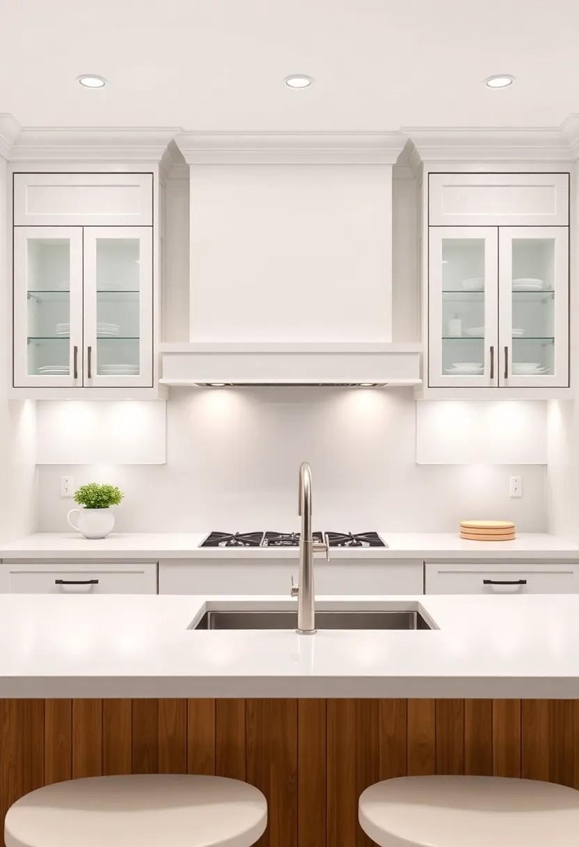 Monochromatic Elegance: Go​ for all-white ‌glass-front ⁣cabinets ‍that elevate ⁣the‌ overall brightness ⁣of the ‍kitchen ⁢while maintaining a sleek ‍and ⁢unified look