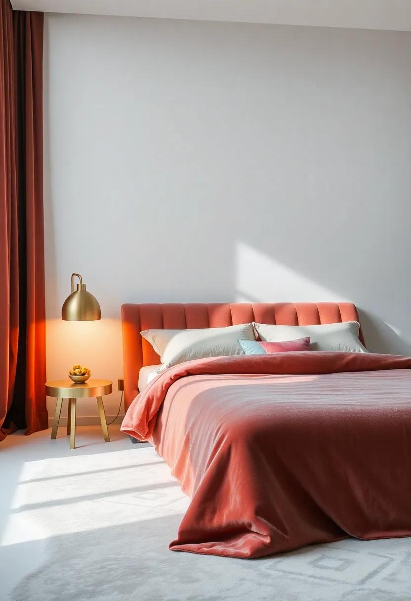 A Touch of Glamour:⁣ velvet‍ Beds and statement​ Lighting
