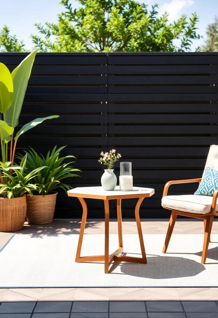 Geometric Side Table: Add a​ touch of modernity with a geometric side table,ideal for drinks or decor,that perfectly complements ⁣your outdoor lounge area