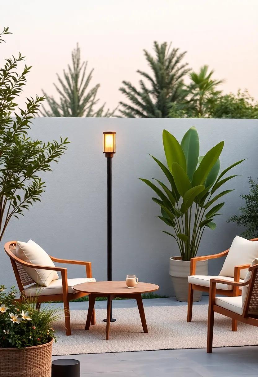 Sleek Torchier: Illuminate your evenings with a sleek torchier lamp that blends mid-century design with practical ​lighting for outdoor spaces