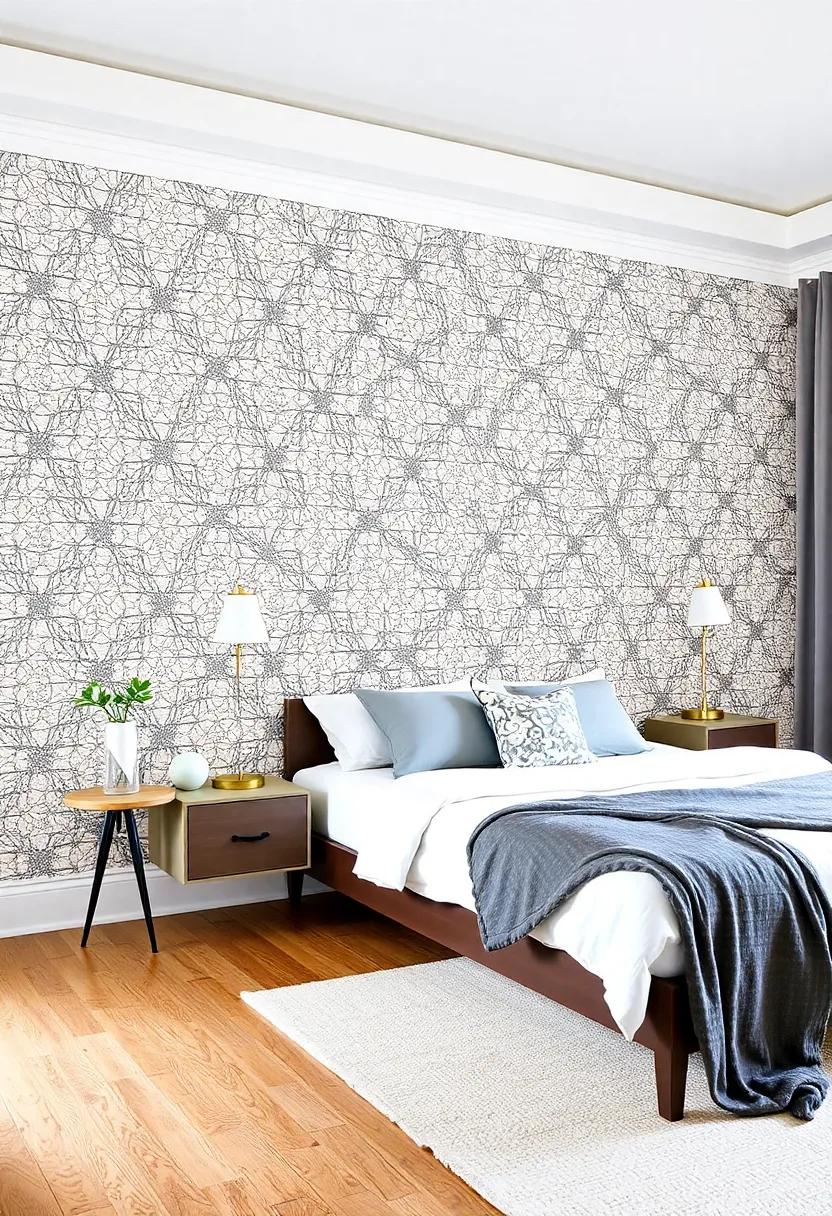 14) Experiment with Geometric‍ wallpaper ⁣Accents:⁤ Apply​ a geometric design to ​just one section of your wall ⁤to create a focal point without overwhelming the space