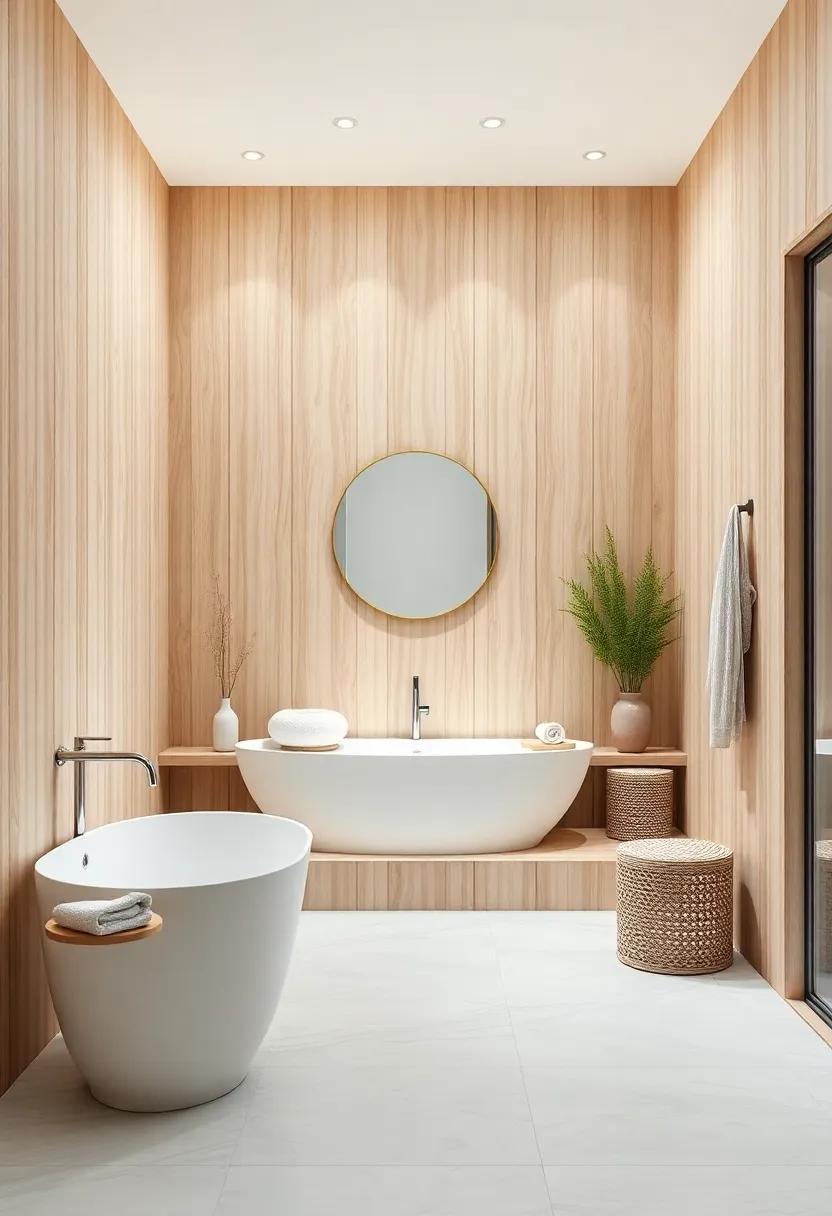 Bathing⁤ in Light: Imagine​ serene‍ bathrooms with light wood accents, where minimalism melds ⁣with spa-like ‍tranquility for‌ a​ rejuvenating experience