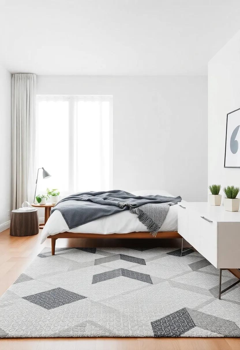 Geometric Rugs - Add texture and‌ warmth with a⁤ geometric-patterned rug that complements your ‌minimalist aesthetic