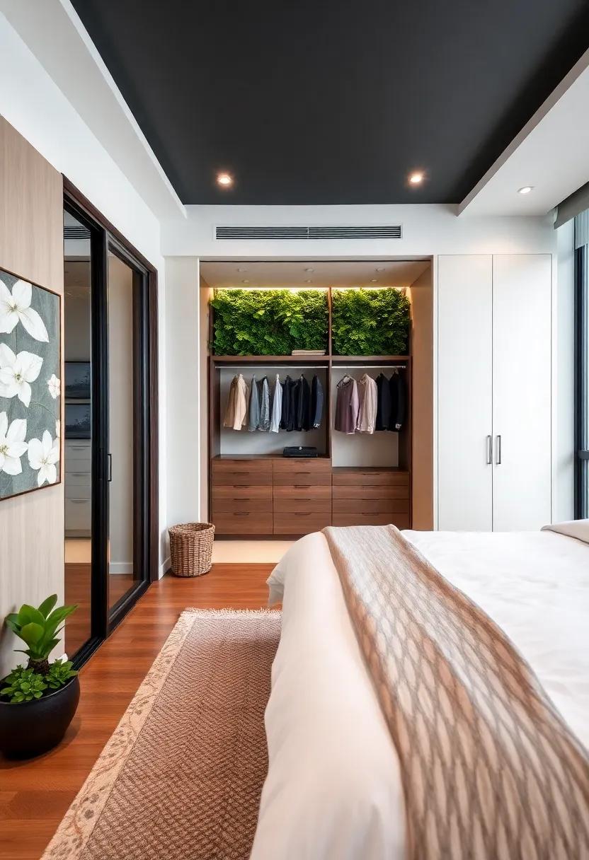 Botanical elements, like indoor plants or a living wall, to bring freshness and vitality to‍ the ​space