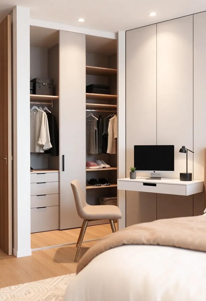 A workspace with a minimalist desk design for those who work from home, integrated stylishly into your ‌space