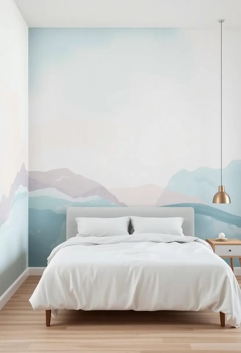 Embrace⁢ Serenity Through Calming Pastel Murals in Bedroom Spaces