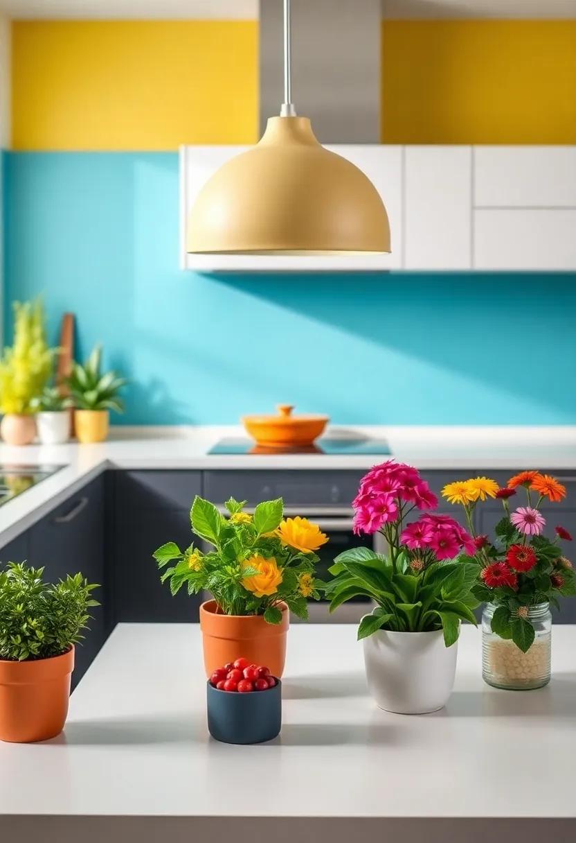 Lively Plants: Use potted herbs or colorful flowers to infuse life and color into your kitchen while keeping it fresh and inviting